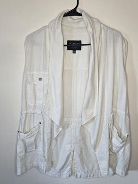 Sanctuary Cream Draped Utility Vest  with Pockets Linen Blend Size Large